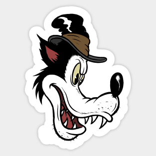 Big Bad Wolf with Hat Vintage Rubber Hose cartoon Sticker